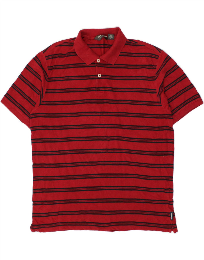 EDDIE BAUER Mens Polo Shirt Medium Red Striped Cotton | Vintage Eddie Bauer | Thrift | Second-Hand Eddie Bauer | Used Clothing | Messina Hembry 