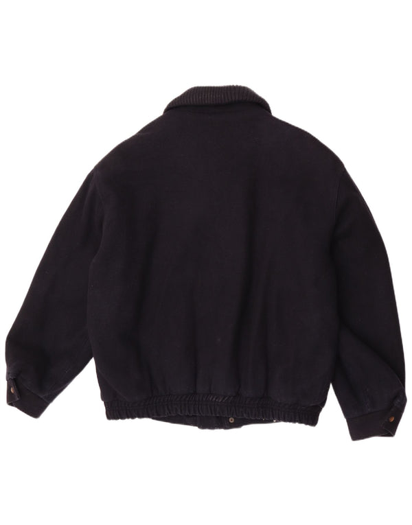 Vintage Mens Bomber Jacket UK 42 XL Navy Blue Wool