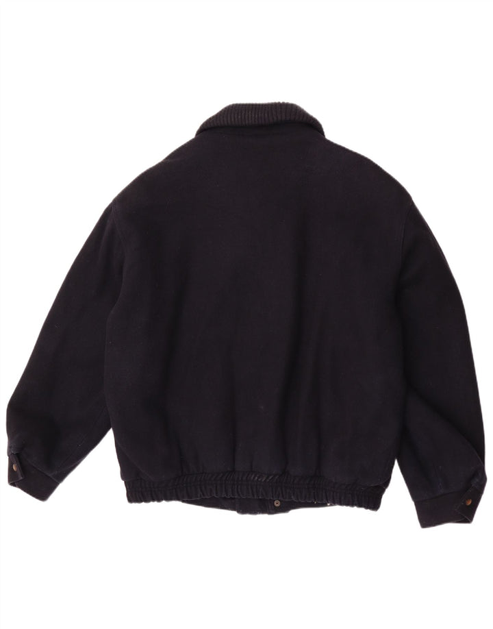Vintage Mens Bomber Jacket UK 42 XL Navy Blue Wool