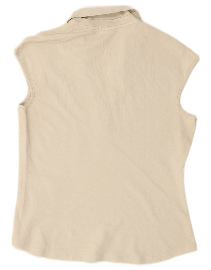 LACOSTE Womens Sleeveless Polo Shirt Size 44 Large White Cotton