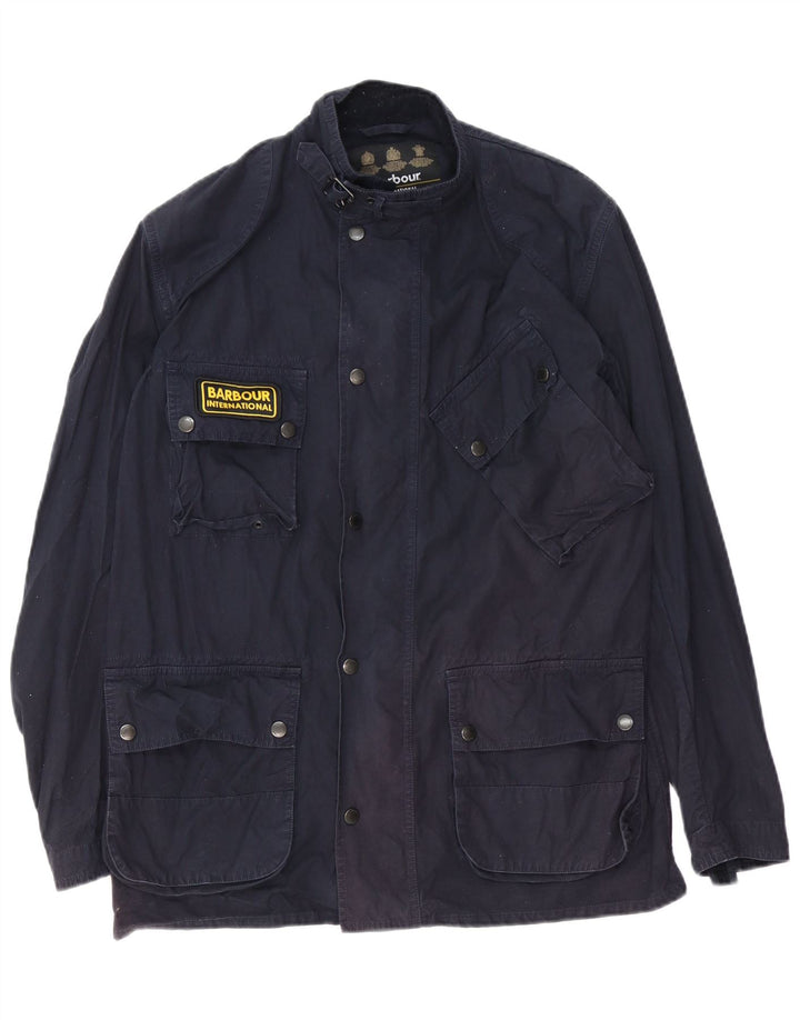 Barbour Mens Utility Jacket UK 38 Medium Navy Blue Cotton