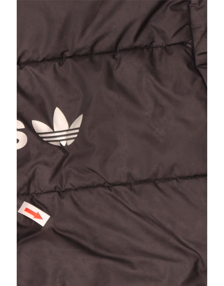 Adidas Boys Graphic Hooded Padded Jacket 14-15 Years Black Polyester