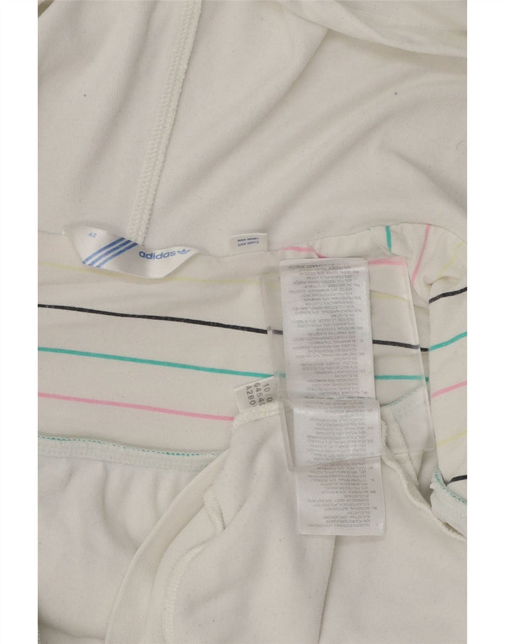 ADIDAS Womens Zip Hoodie Sweater EU 42 Large White Cotton Vintage Adidas and Second-Hand Adidas from Messina Hembry 