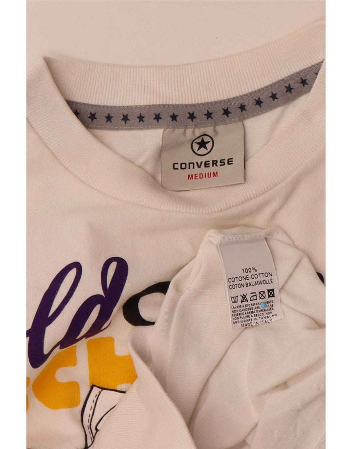 Converse Mens Graphic Sweatshirt Jumper Medium White Cotton