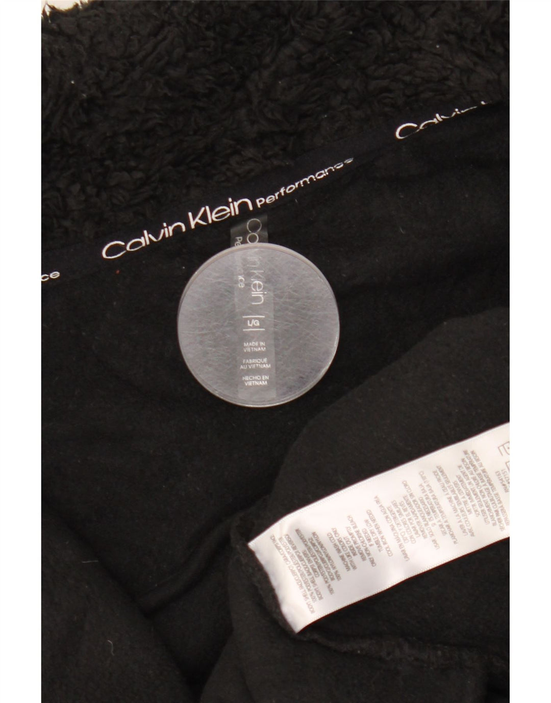 CALVIN KLEIN Womens Fleece Jacket UK 16 Large Black Polyester