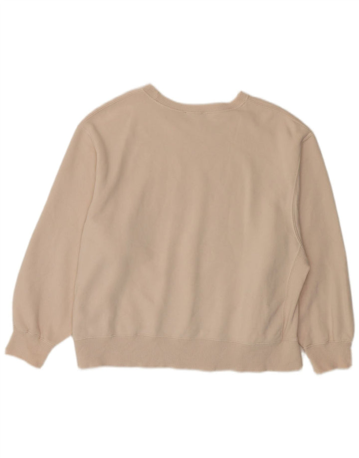 Zara Womens Oversized Sweatshirt Jumper UK 16 Large Beige Cotton