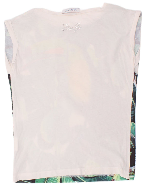 Liu Jo Girls Graphic T-Shirt Top 9-10 Years Green Floral Festival