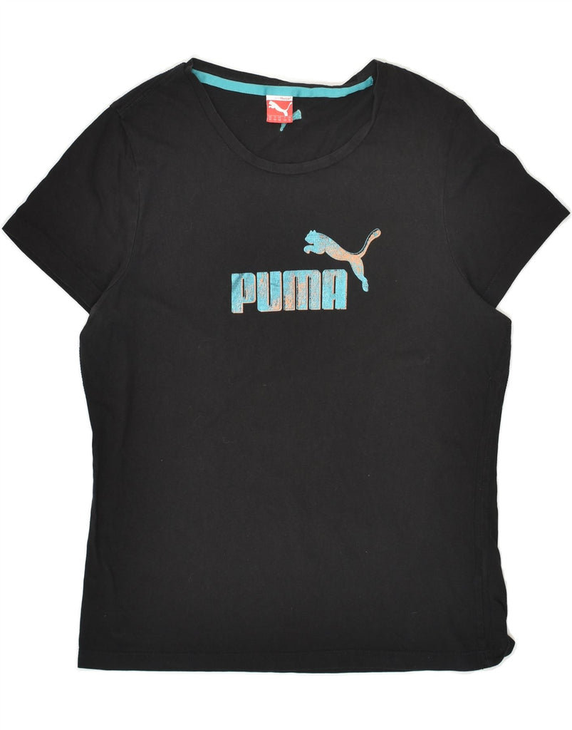 PUMA Womens Graphic T-Shirt Top UK 16 Large Black Cotton | Vintage Puma | Thrift | Second-Hand Puma | Used Clothing | Messina Hembry 