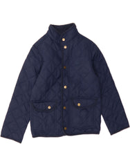 BENETTON Boys Quilted Jacket 7-8 Years Medium Navy Blue Polyester