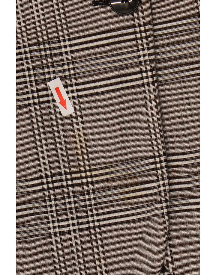 Zara Womens 2 Button Oversized Blazer Jacket UK 6 XS Grey Check Viscose