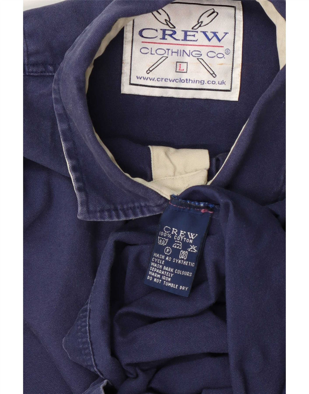 Crew Clothing Mens Pullover Shirt Large Navy Blue Cotton