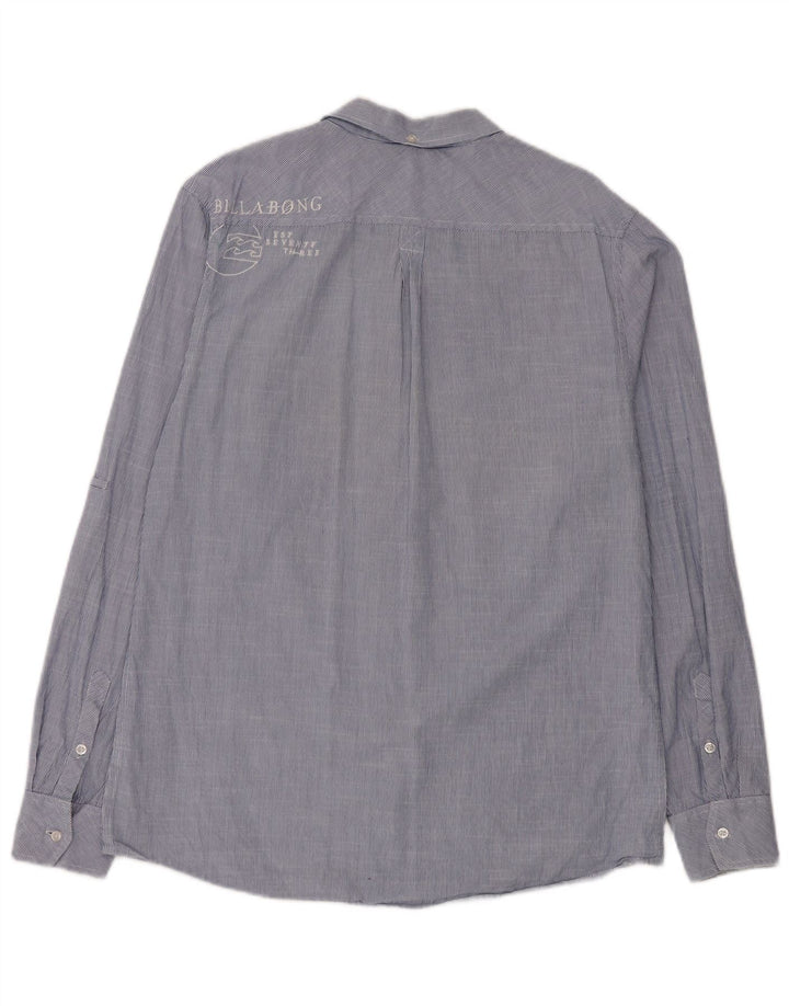 Billabong Mens Graphic Shirt Large Blue Pinstripe Cotton