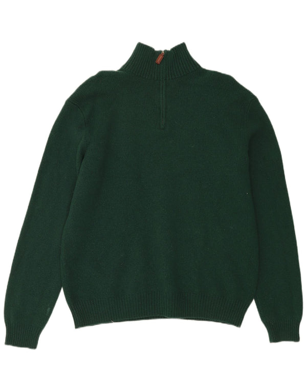 Polo Ralph Lauren Mens Zip Neck Jumper Sweater Large Green Lambswool