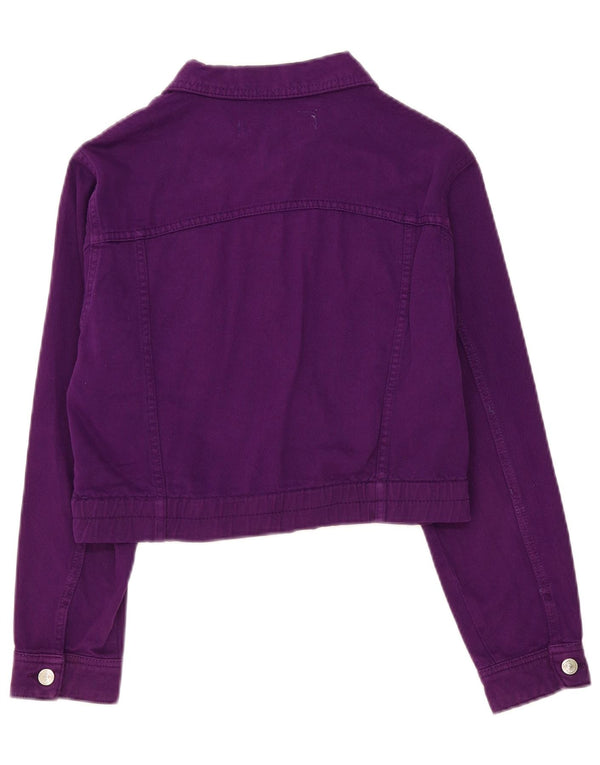 Zara Womens Crop Denim Jacket UK 10 Small Purple