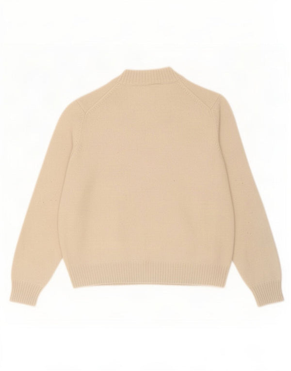 Barbour Womens Turtle Neck Jumper Sweater UK 14 Large Beige Merino Wool