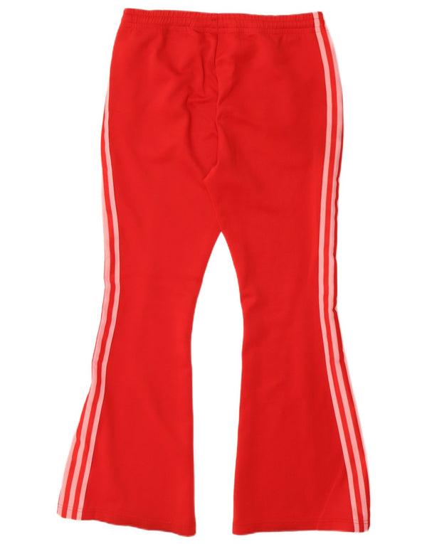 Adidas Womens Flare Tracksuit Trousers UK 10 Small Red Cotton