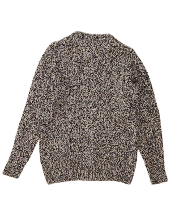 Superdry Mens Crew Neck Jumper Sweater Medium Navy Blue Flecked Wool