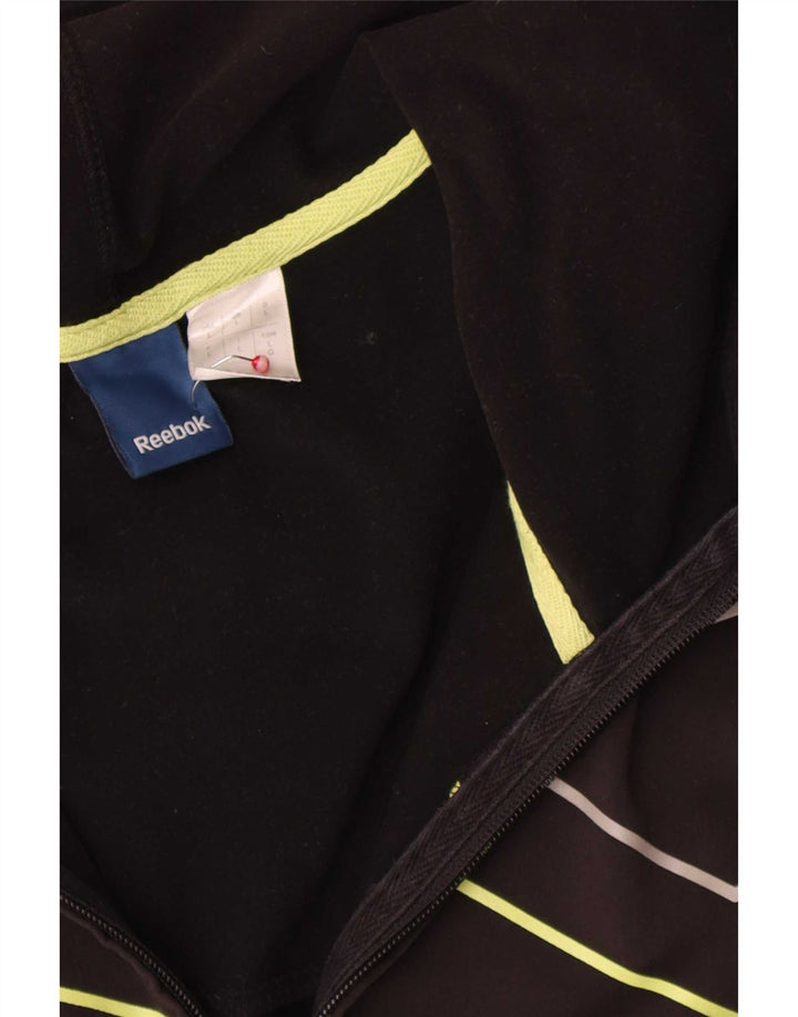 Reebok Mens Graphic Zip Hoodie Sweater Large Black Pinstripe Polyester