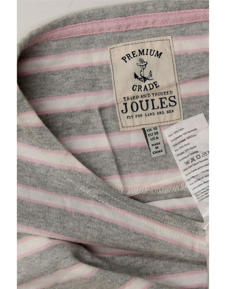 JOULES Womens Top 3/4 Sleeve UK 10 Small Grey Striped Cotton Vintage Joules and Second-Hand Joules from Messina Hembry 