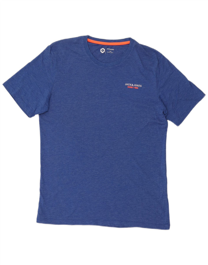 JACK & JONES Mens T-Shirt Top XL Blue Cotton