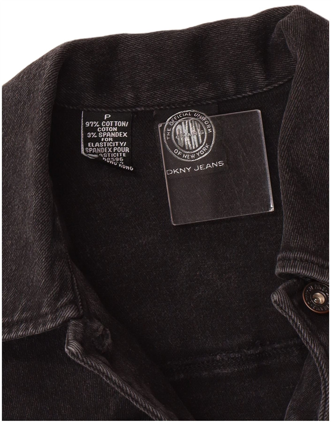 Dkny Womens Petite Denim Denim Jacket UK 6 XS Black Cotton Classic