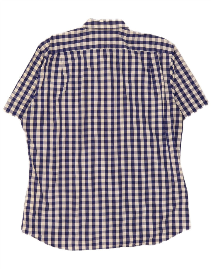Tommy Hilfiger Mens Fitted Shirt Size 45 18 2XL Navy Blue Gingham
