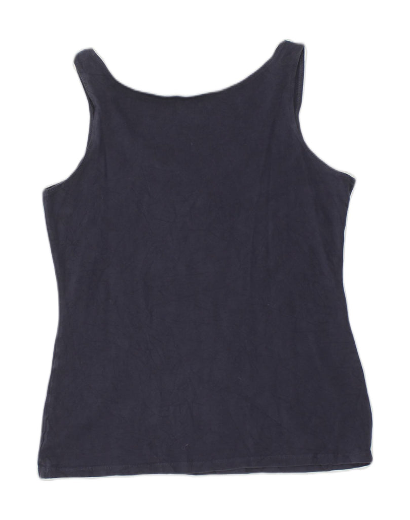 EDDIE BAUER Womens Vest Top UK 14 Large Navy Blue Cotton | Vintage Eddie Bauer | Thrift | Second-Hand Eddie Bauer | Used Clothing | Messina Hembry 