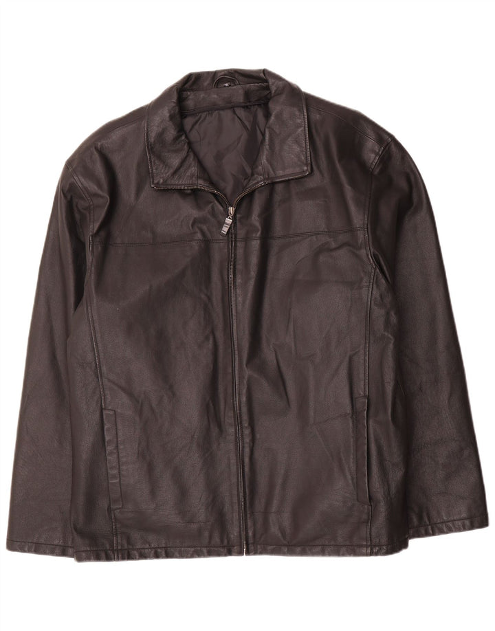 Angelo Litrico Mens Leather Jacket UK 42 XL Black