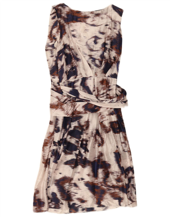 Vintage Womens Abstract Pattern Sheath Dress UK 14 Medium Off White