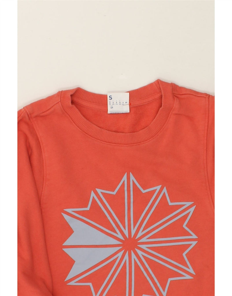 REEBOK Womens Graphic Sweatshirt Jumper UK 8/10 Small Orange Cotton | Vintage Reebok | Thrift | Second-Hand Reebok | Used Clothing | Messina Hembry 