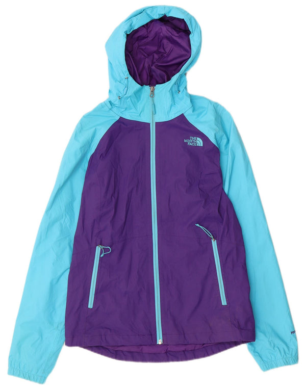 The North Face Womens Hooded Rain Jacket UK 10 Small Purple Colourblock