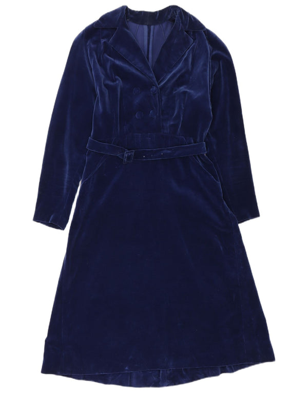 Vintage Womens A-Line Dress UK 12 Medium Navy Blue