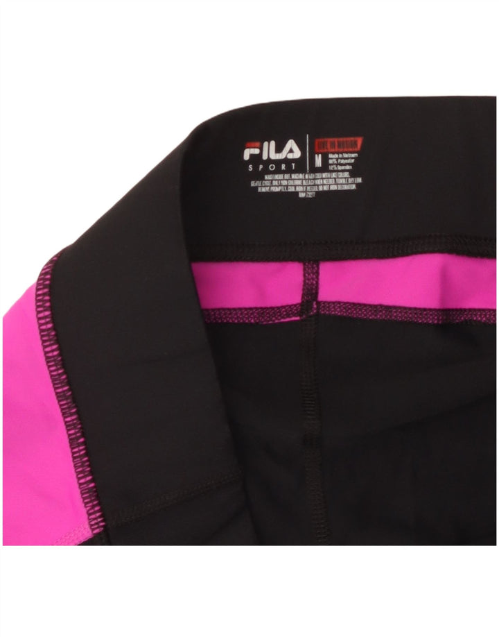 Fila Womens Capri Leggings UK 14 Medium Black Colourblock Polyester