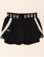 UNDER ARMOUR Womens Heat Gear Sport Shorts UK 8 Small Black Colourblock