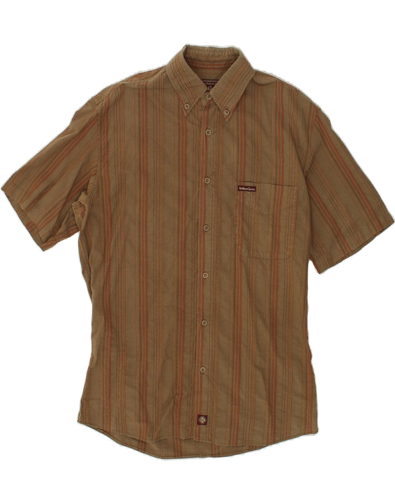 MARLBORO CLASSICS Mens Short Sleeve Shirt Medium Brown Striped Cotton | Vintage Marlboro Classics | Thrift | Second-Hand Marlboro Classics | Used Clothing | Messina Hembry 