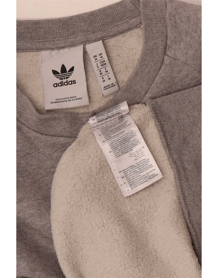 Adidas Mens Sweatshirt Jumper Medium Grey Flecked Cotton