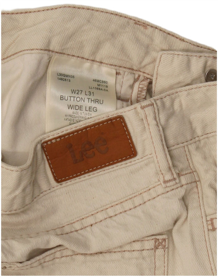 LEE Womens Crop Wide Leg Jeans W27 L25  Beige Cotton