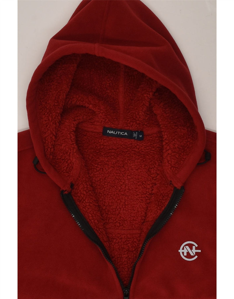 NAUTICA Mens Zip Hoodie Sweater Medium Red Polyester | Vintage Nautica | Thrift | Second-Hand Nautica | Used Clothing | Messina Hembry 