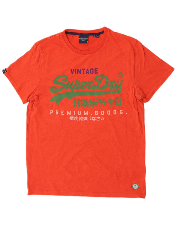 Superdry Mens Graphic T-Shirt Top XL Orange Cotton