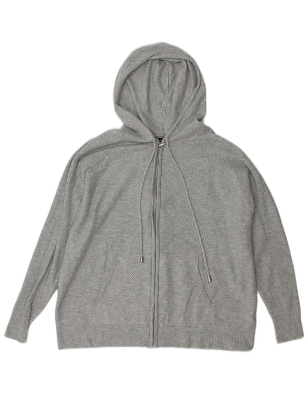 Marks & Spencer Womens Knit Zip Hoodie Sweater UK 14 Medium Grey Viscose