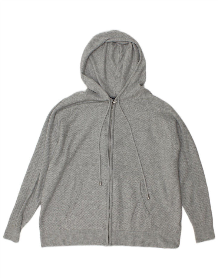 Marks & Spencer Womens Knit Zip Hoodie Sweater UK 14 Medium Grey Viscose