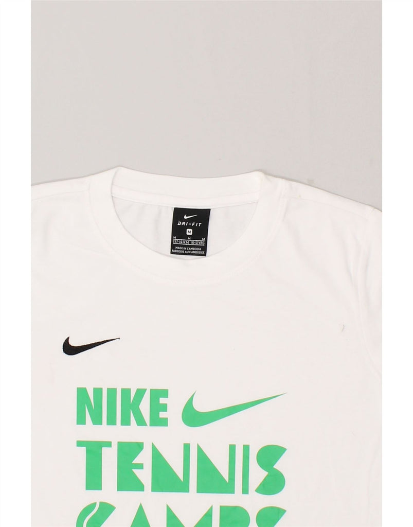 NIKE Boys Dri Fit Graphic T-Shirt Top 10-11 Years Medium White Cotton | Vintage Nike | Thrift | Second-Hand Nike | Used Clothing | Messina Hembry 
