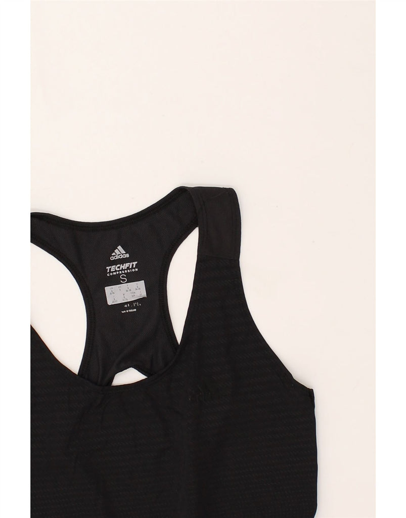 ADIDAS Womens Vest Top UK 8 Small Black Striped Polyester | Vintage Adidas | Thrift | Second-Hand Adidas | Used Clothing | Messina Hembry 