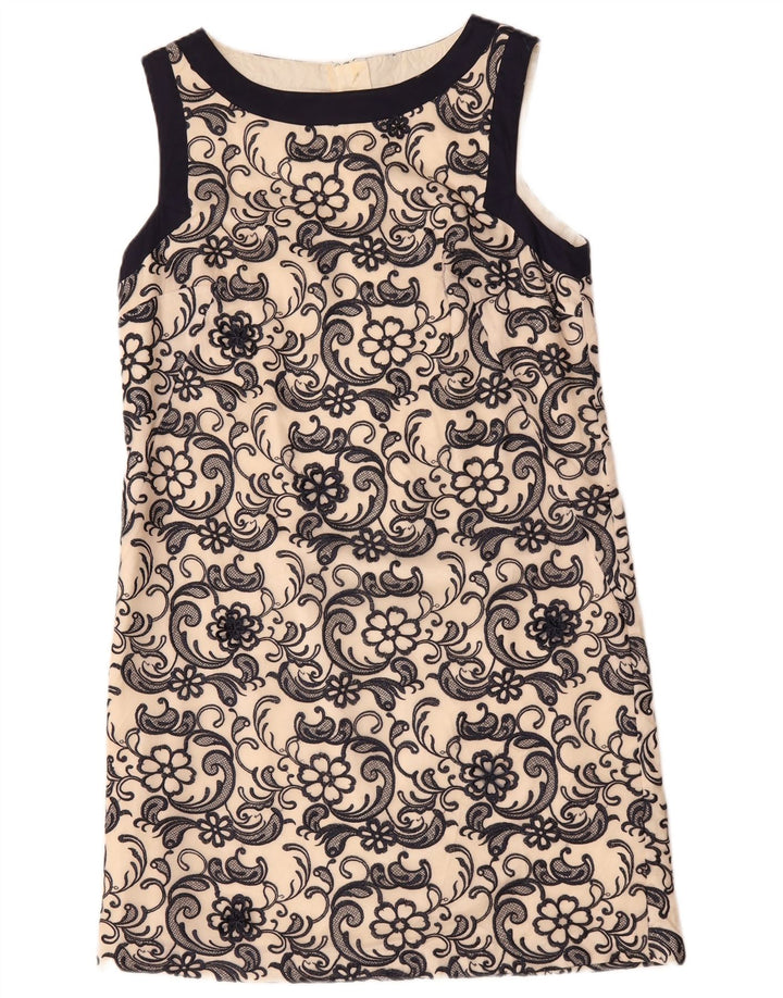 MONSOON Womens Sleeveless Shift Dress UK 14 Large Beige Floral Nylon