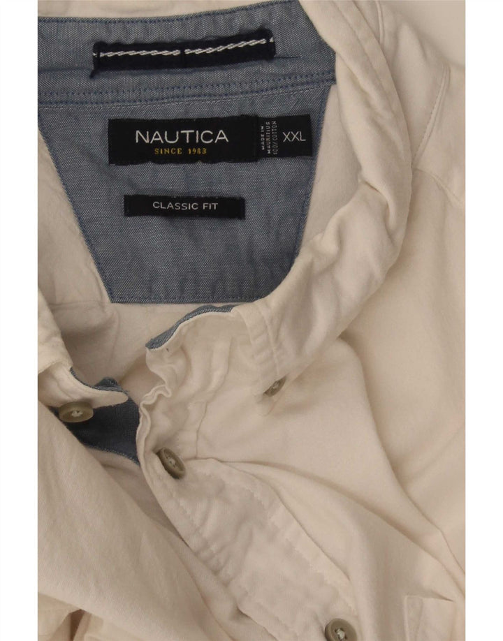 Nautica Mens Classic Fit Shirt 2XL White Cotton
