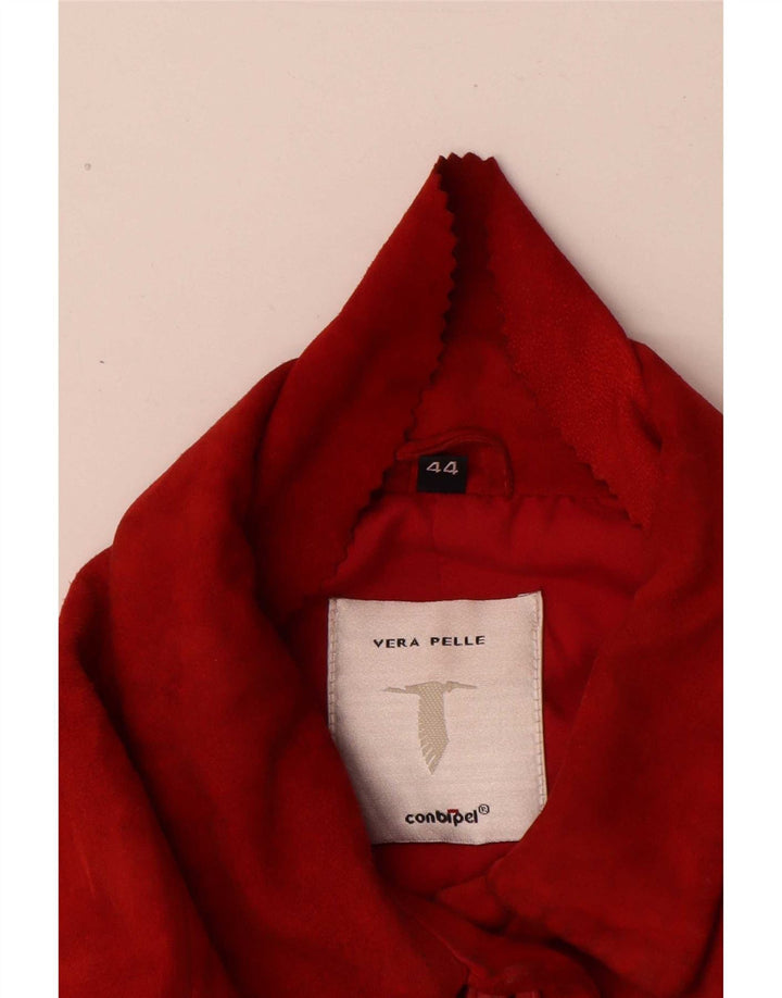 Conbipel Womens Suede Shirt IT 44 Medium Red Leather