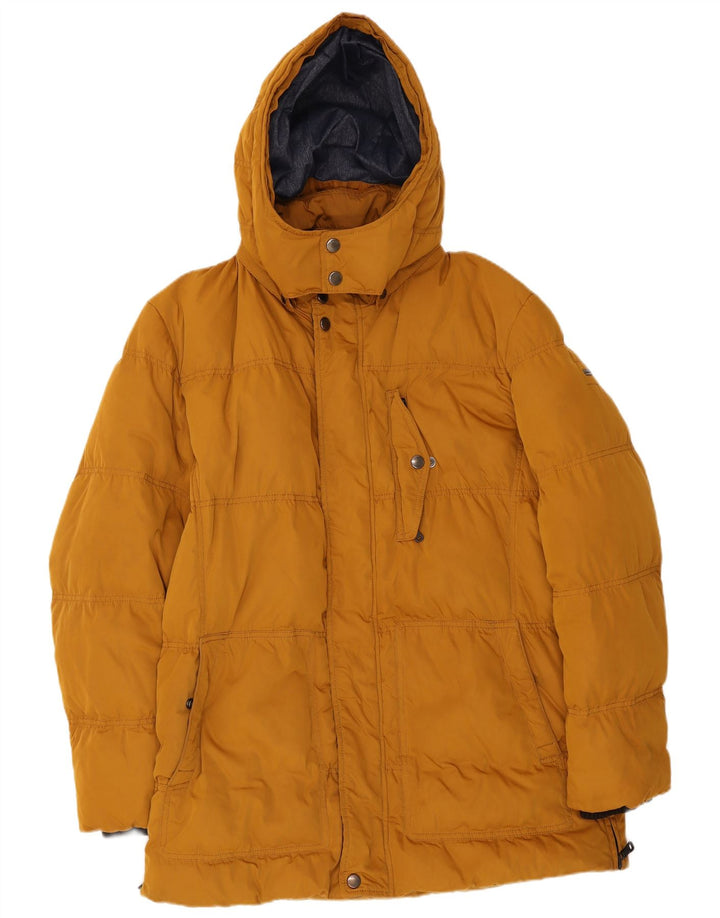 Hugo Boss Mens Hooded Padded Jacket UK 40 Large Yellow