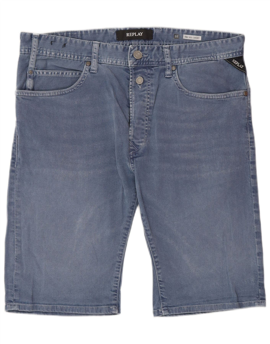 REPLAY Mens Denim Shorts W32 Medium  Blue Cotton