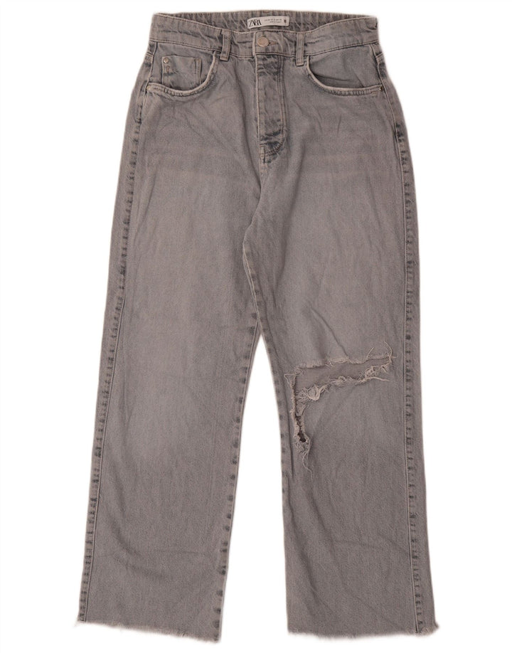 Zara Womens Distressed Wide Leg Jeans EU 38 Medium W28 L26 Blue Cotton