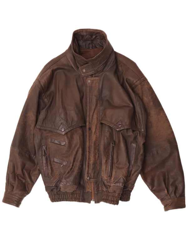 Vintage Mens Leather Jacket UK 42 XL Brown